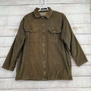 High Sierra Full Zip Sherpa Lined Corduroy Jacket Shacket Mens XL Green